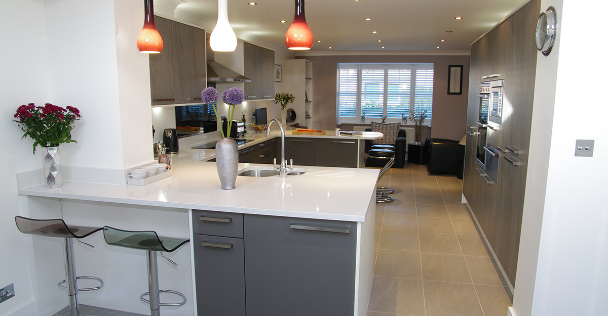 dark grey and gloss modern kitchen kent
